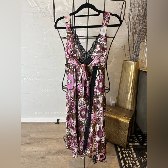 New Poleci vintage 90s silk satin lace bias cut dress asymmetrical hem 12 - Picture 2 of 7